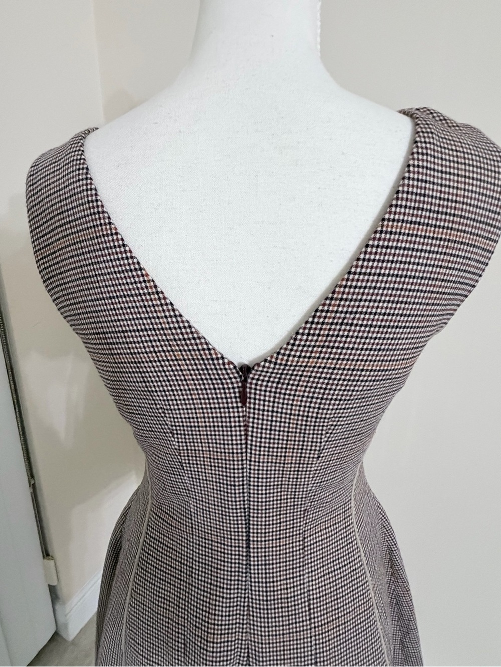 Theory Sleeveless Angled Plaid Wool-Blend Sheath Dress - Picture 7 of 7